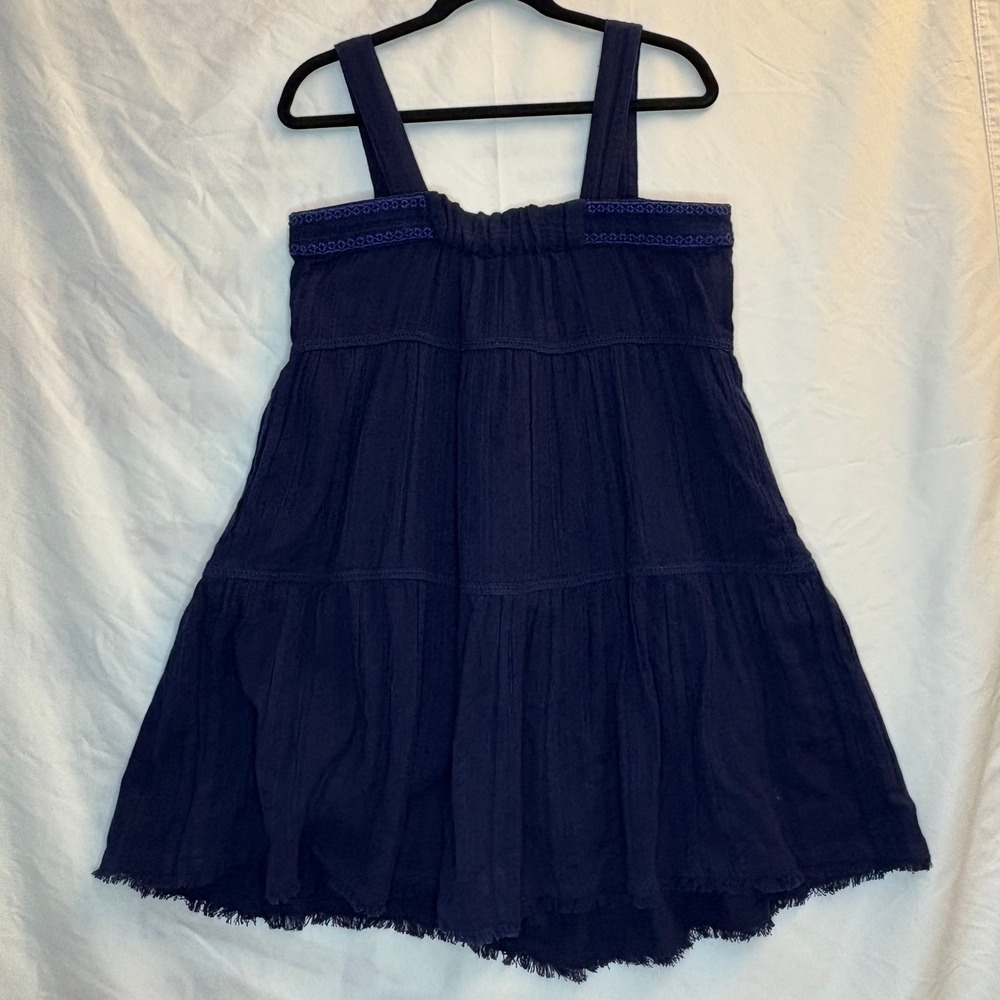 Tommy Bahama Dress Size Small Navy Blue Tiered Embroidered Cotton Gauzy Boho‎ - Picture 7 of 9